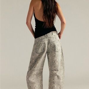 NWT Free People We The Free Good Luck Printed Barrel Jeans